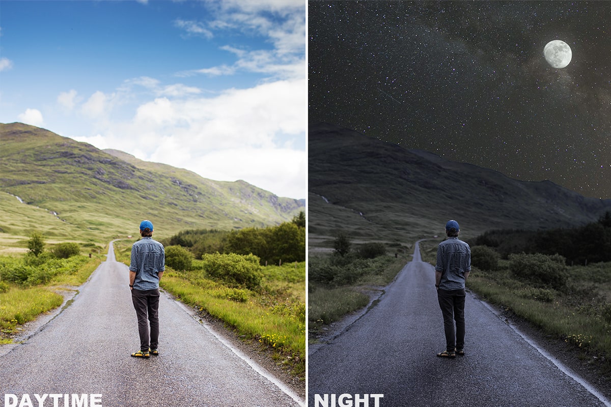 Photoshopで写真を昼から夜へ変えるレタッチ